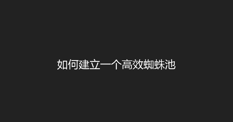 如何建立一个高效蜘蛛池 封面图