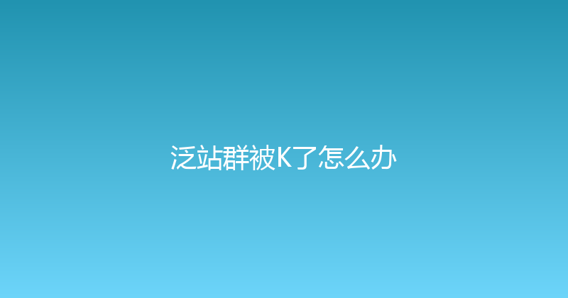 泛站群被K了怎么办 封面图